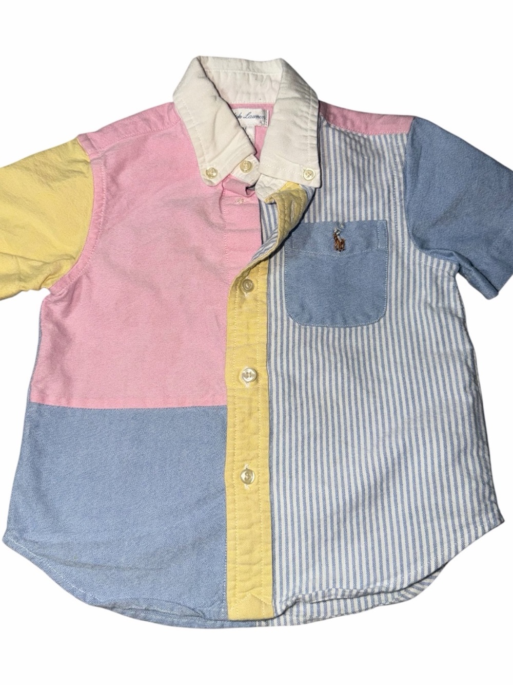 Ralph Lauren Kids Colorblock Button-Down Shirt - Pink/Blue/Yellow